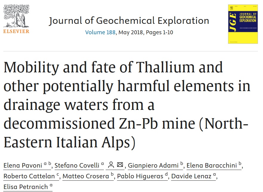 Movilidad y destino del talio y de otros elementos potencialmente nocivos en las aguas de drenaje de una mina de Zn–Pb clausurada (Alpes nororientales italianos)