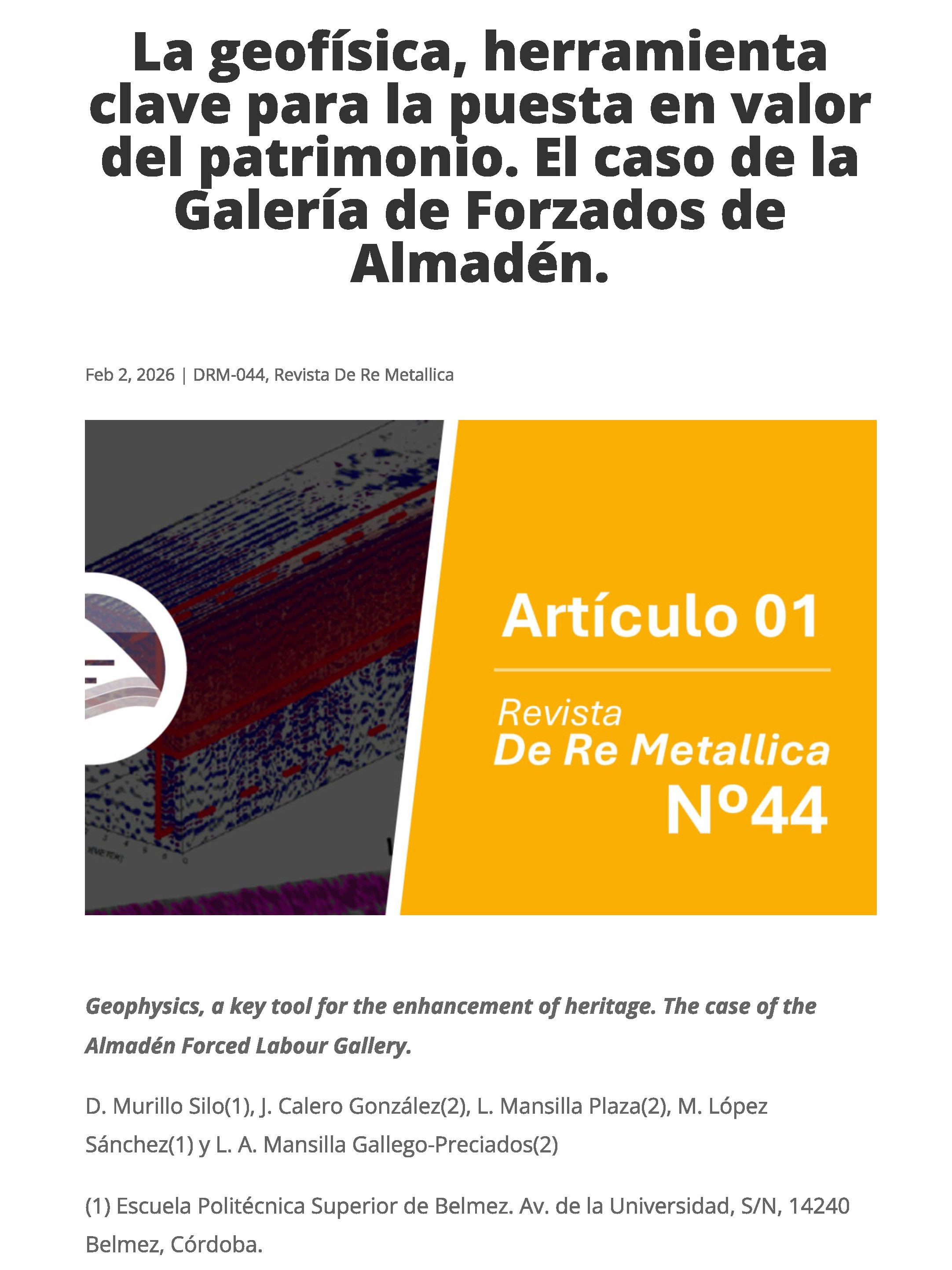 Geofísica y la Galería de Forzados