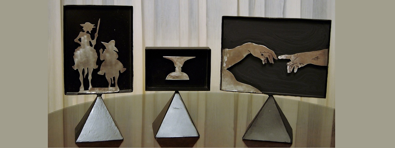 3 Esculturas, en acero, de Manuel Palencia Carpintero: 