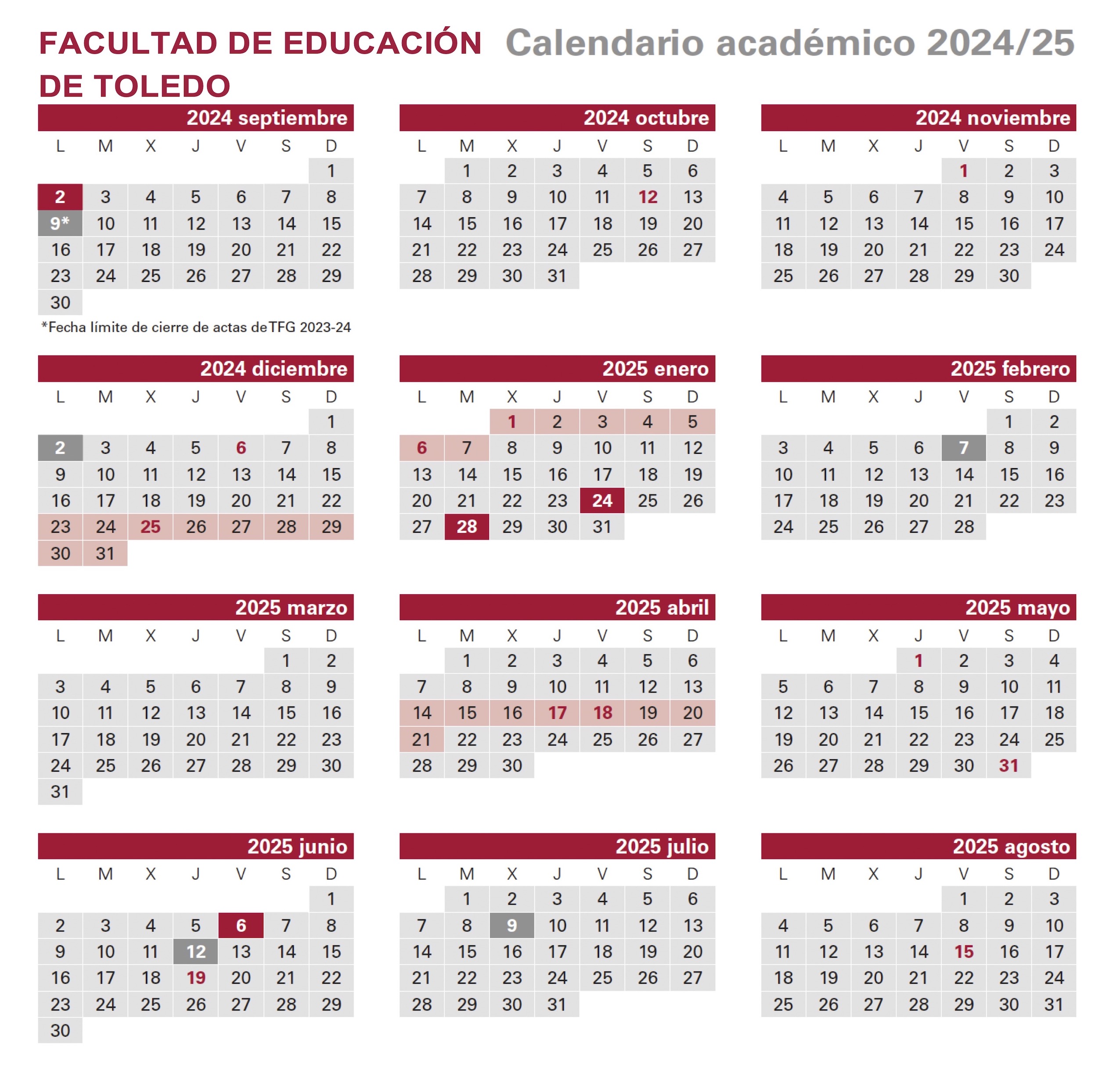 Calendario Académico 2024-2025