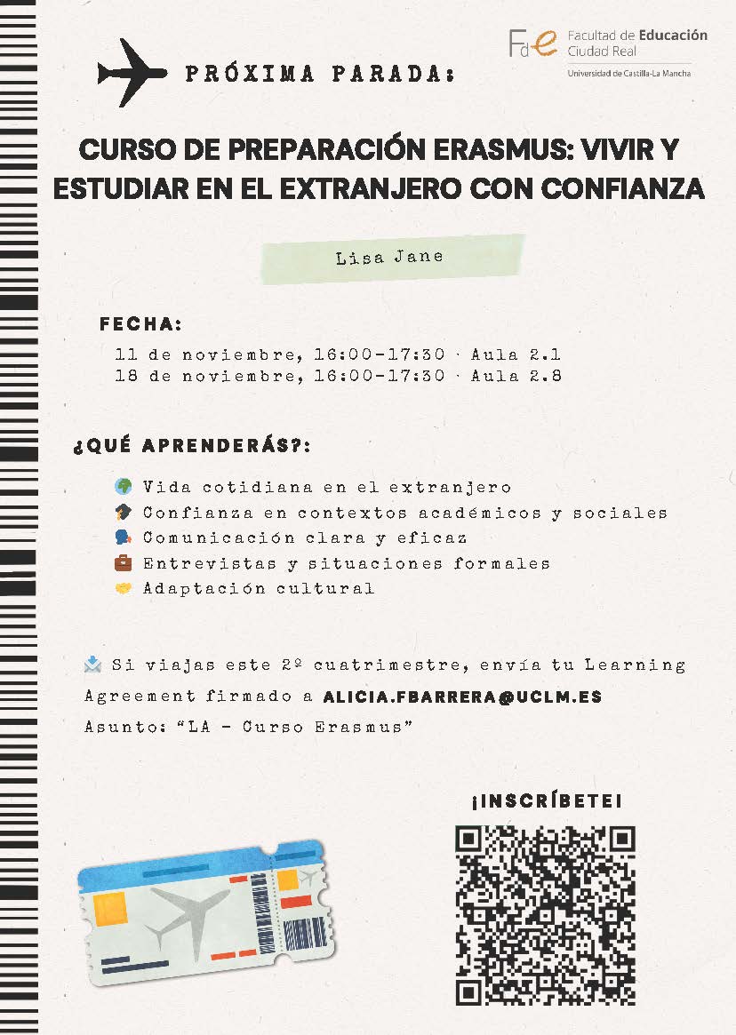 Cartel anunciando fechas de celebración del curso Erasmus 