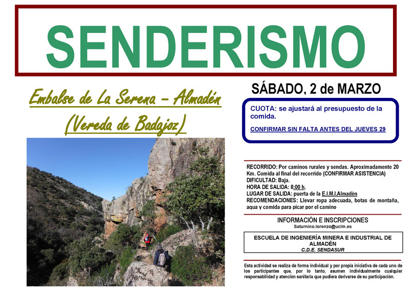 Cartel de la ruta de senderismo